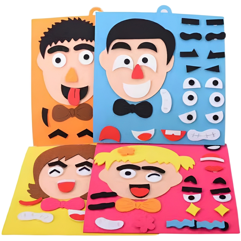 Brinquedo Montessori de Feltro Jogo Sensorial Infantil de Emoções e Expressões Faciais para Crianças