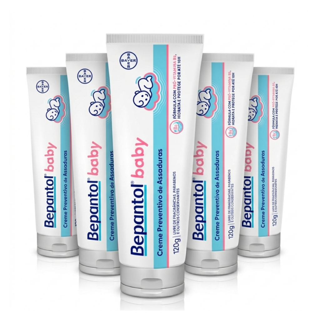 Kit com 5 Cremes Pomada de Assadura 120gr Cada -  Bepantol