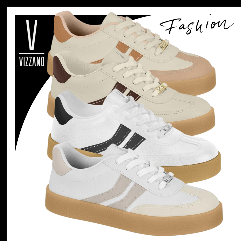 Tênis Vizzano Flatform Feminino Retrô Casual Solado Gomado Confortável