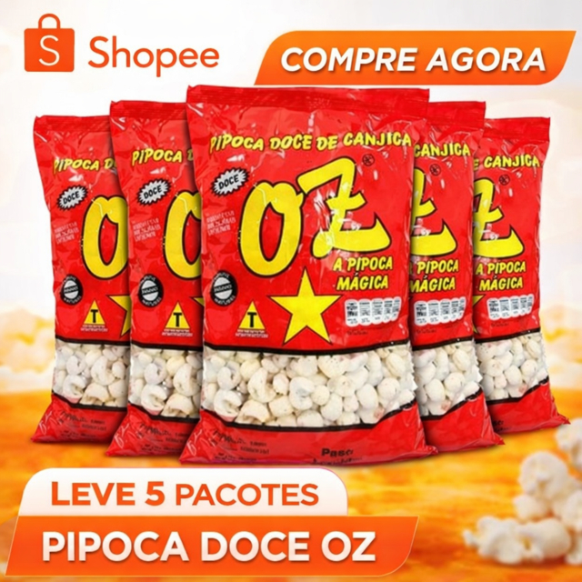 Pipoca Doce OZ 200g. Kit contendo 5 Pacotes da Pipoca