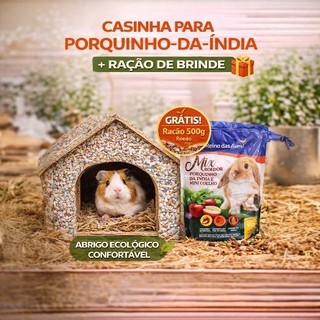 Casinha para Porquinho-da-Índia e Roedores + Ração Mix Roedor 500g de Brinde