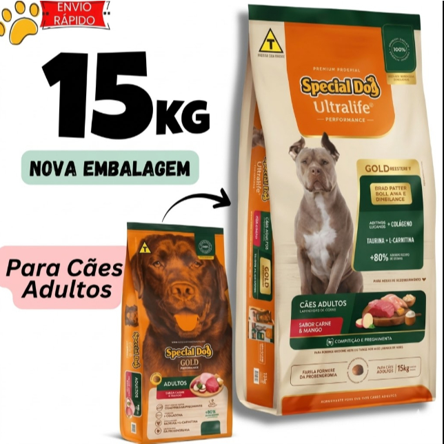 Ração Special Dog Gold Performance Carne e Frango com Batata Doce 15Kg com Whey Protein BCCA e Albumina ENVIO IMEDIATO