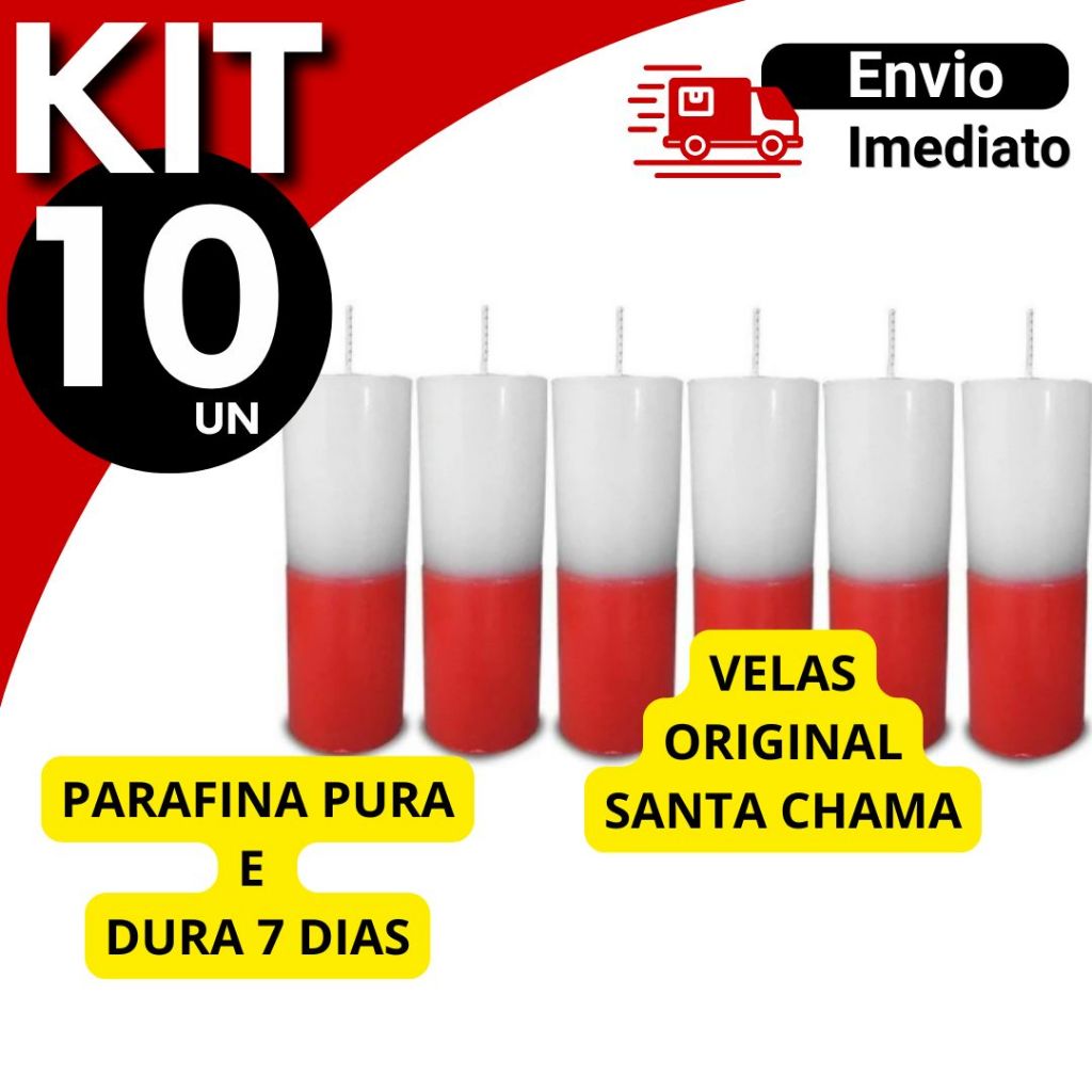 Kit ate 6 8 ou 10 Velas Votivas 7 Sete Dias Colorida Branco E Vermelho - Zp7 em Oferta na Shopee