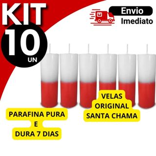 Kit ate 6 8 ou 10 Velas Votivas 7 Sete Dias Colorida Branco E Vermelho - Zp7 em Oferta na Shopee