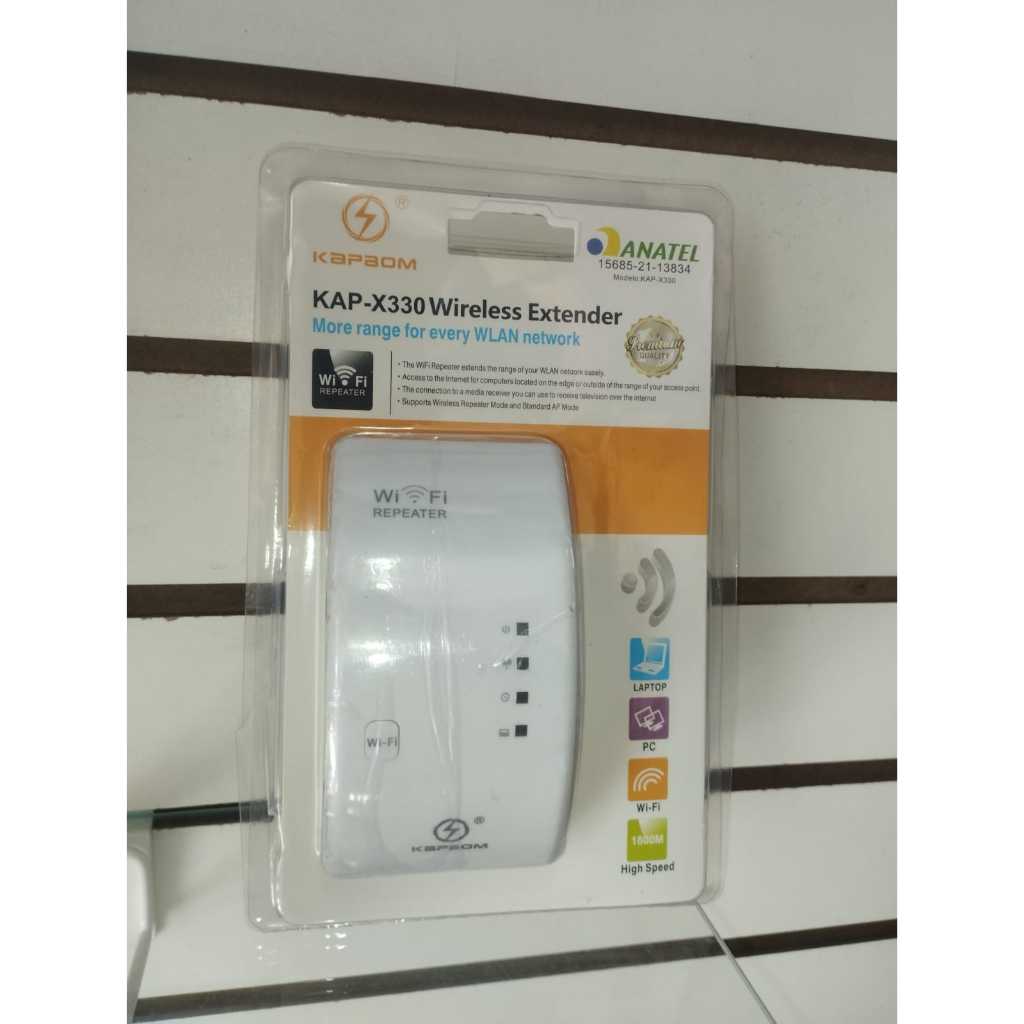 Repetidor de Sinal WiFi 1800Mbps Kapbom KAP-X330 | Amplificador de Internet Wireless Alta Velocidade | Extensor de Alcan