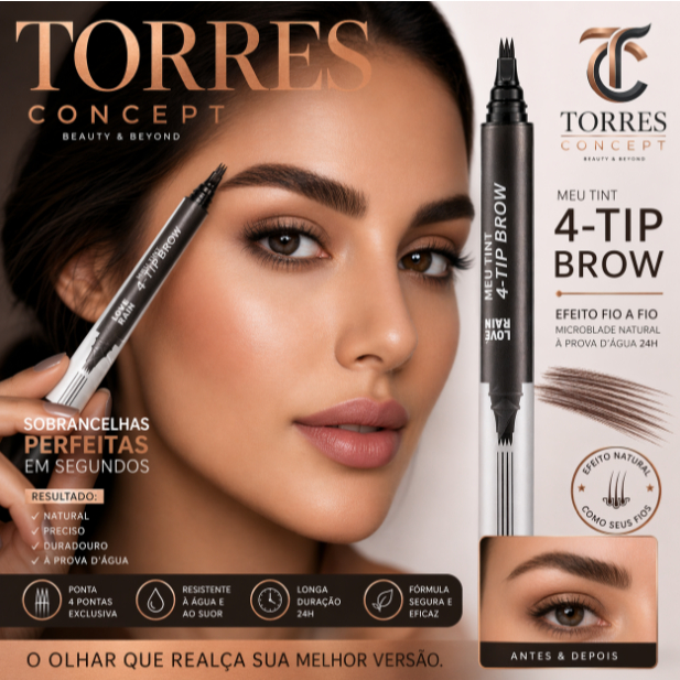 Caneta Sobrancelha Meu Tint 4Tip Brow Febella Efeito Fio a Fio Microblink Natural Prova D'água 24h