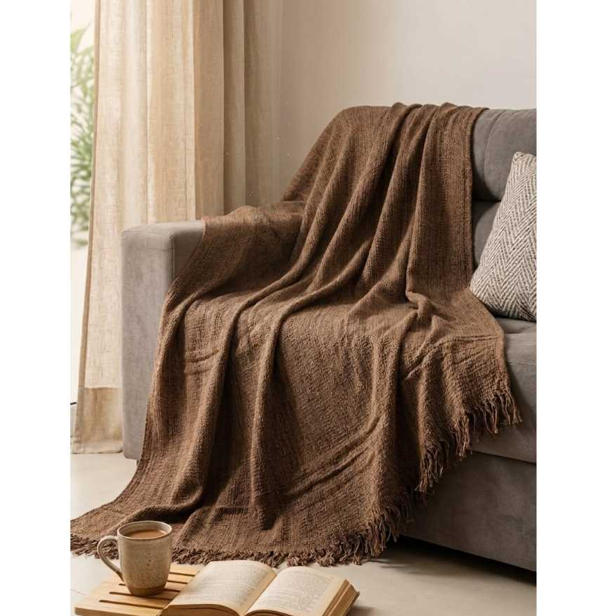 Manta Para Sofá Grande 210cm x 120cm 100% Algodão Protetora e Decorativa