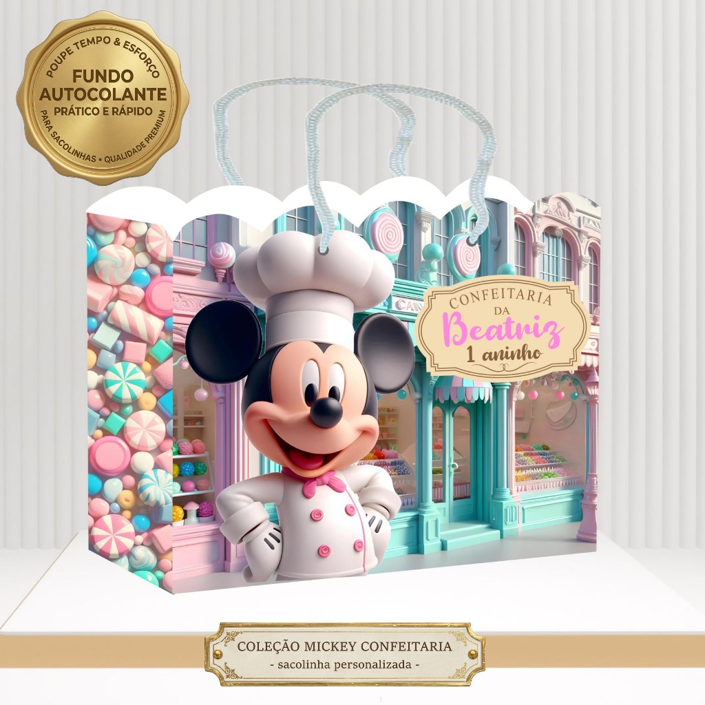 Sacolinha Personalizada Mickey Confeitaria lembrancinha aniversário guloseimas