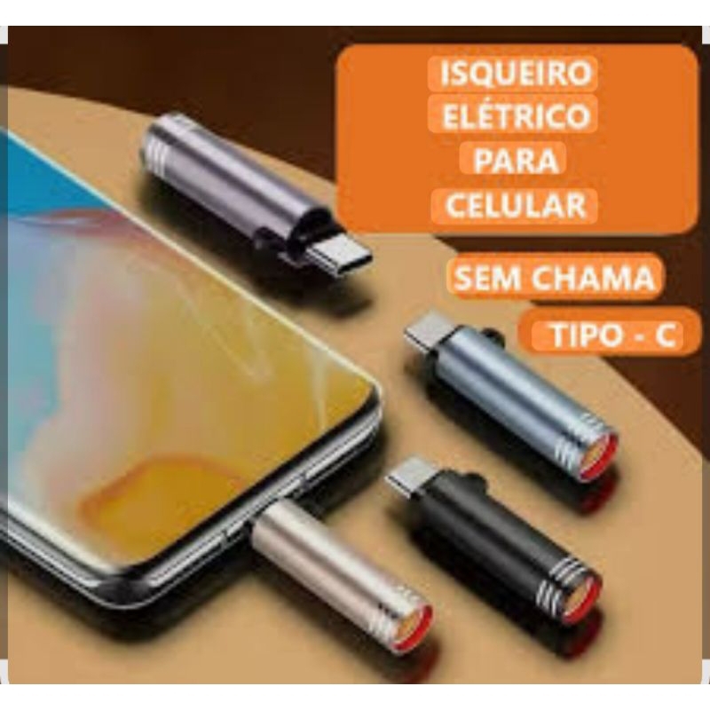 Mini Isqueiro Acendedor Elétrico Portátil Sem Fio TIPO -C  Celular Viagem  Ser  Levado Avião.