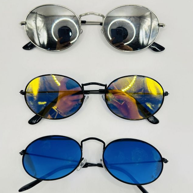 kit 3 óculos, óculos espelhado prata, óculos azul, óculos laranja, óculos de sol unissex, proteçã