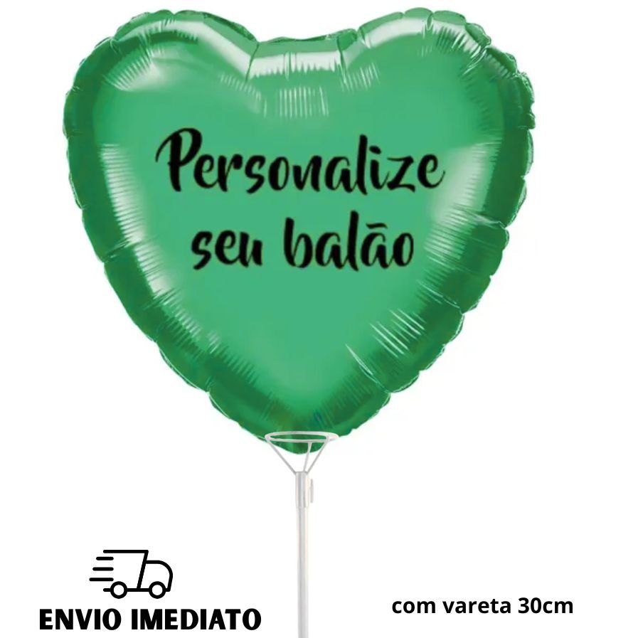 Balão de Coração 45cm com ou sem Vareta Personalizado(ENVIAR PERSONALIZAÇÃO LOGO APOS A COMPRA)