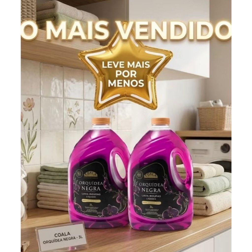 Kit 2 Lava Roupas Orquídea Negra Coala 3 Litros Laundry Coala Nacional de Alta Qualidade Super Rendimento