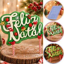 1~10 Forma Simples FELIZ NATAL TOPO DE BOLO em Acetato PORTO Para Doces de Chocolate. P162 -(CHOCO) N9