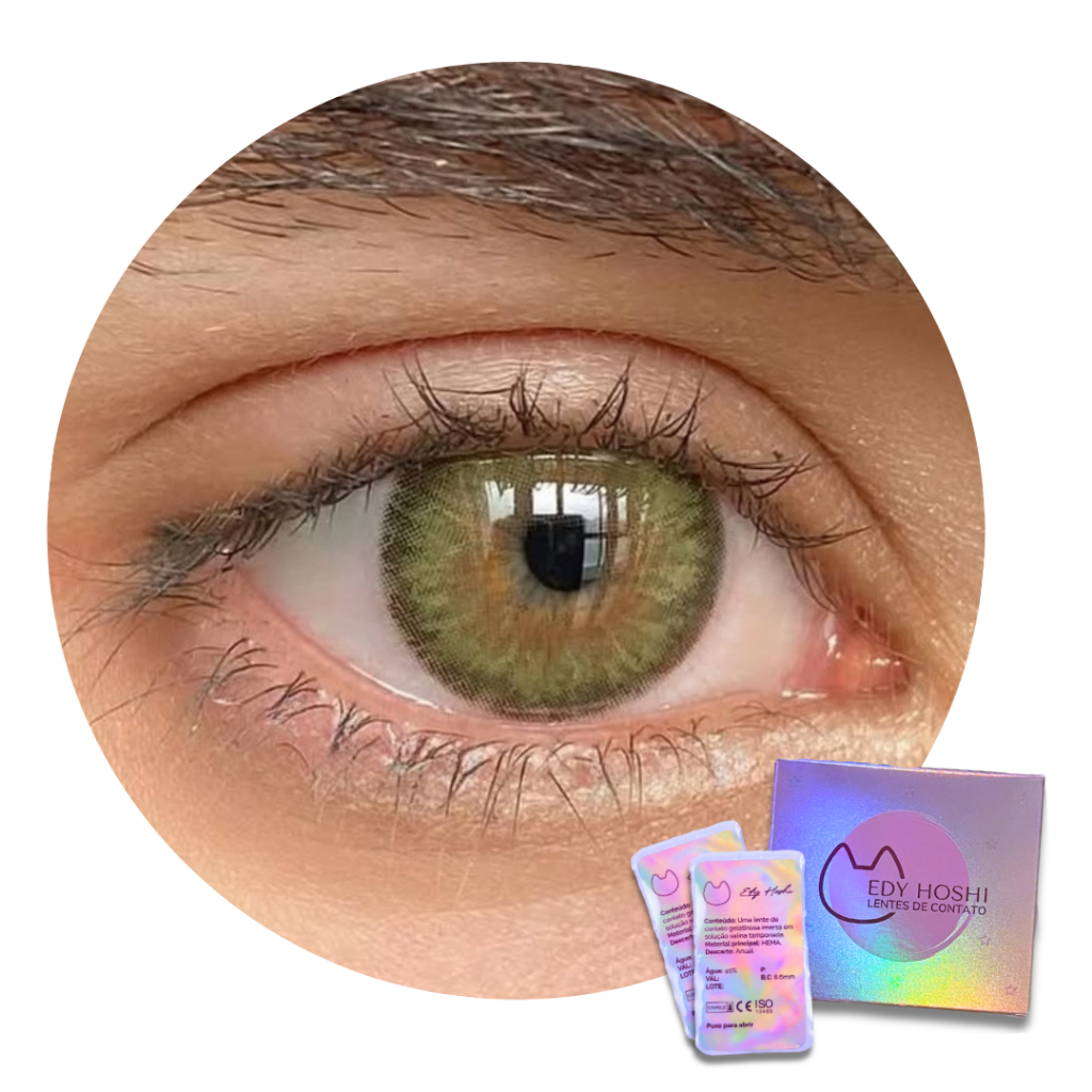 COM GRAU - Lente de Contato Edy Hoshi Amazonia Green - Par Anual Cleopatra Green Pupila Reduzida