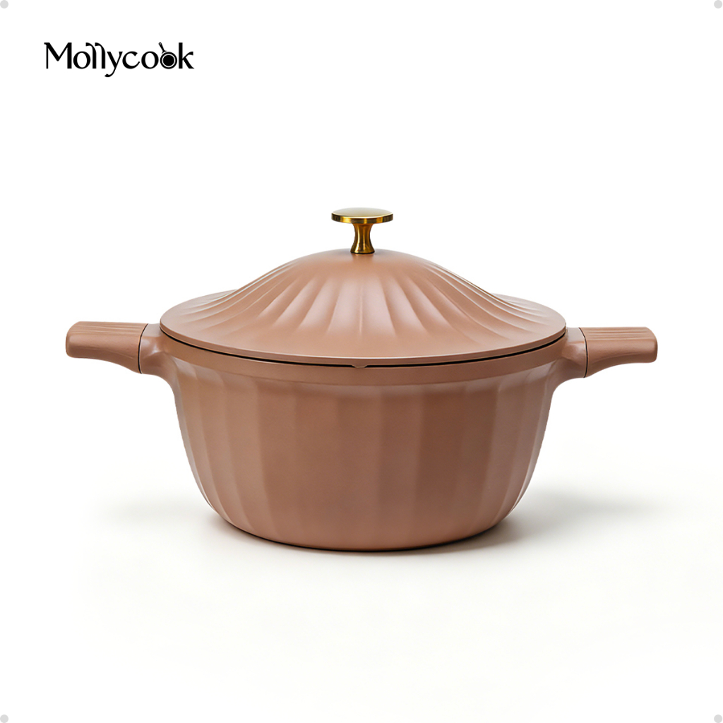 Mollycook Caçarola 24cm 4,5l Alumínio Cerâmico Fogão Indução Marrom