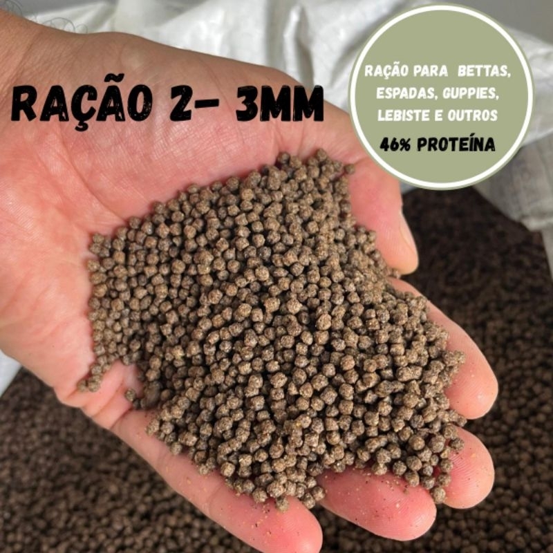 Ração 1,5kg Betta Guppy Tetra Kinguio Espada Aquário e Viveiro 2-3mm 46% Proteína Todas Espécies