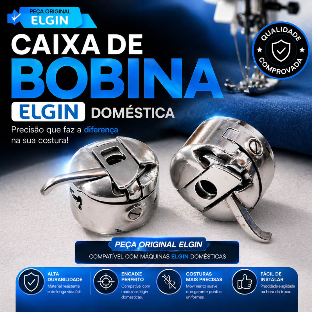 Kit Caixa Bobina Elgin Doméstico + 05 Bobinas Carretilhas Altas Elgin Vigorelli Costura Doméstica