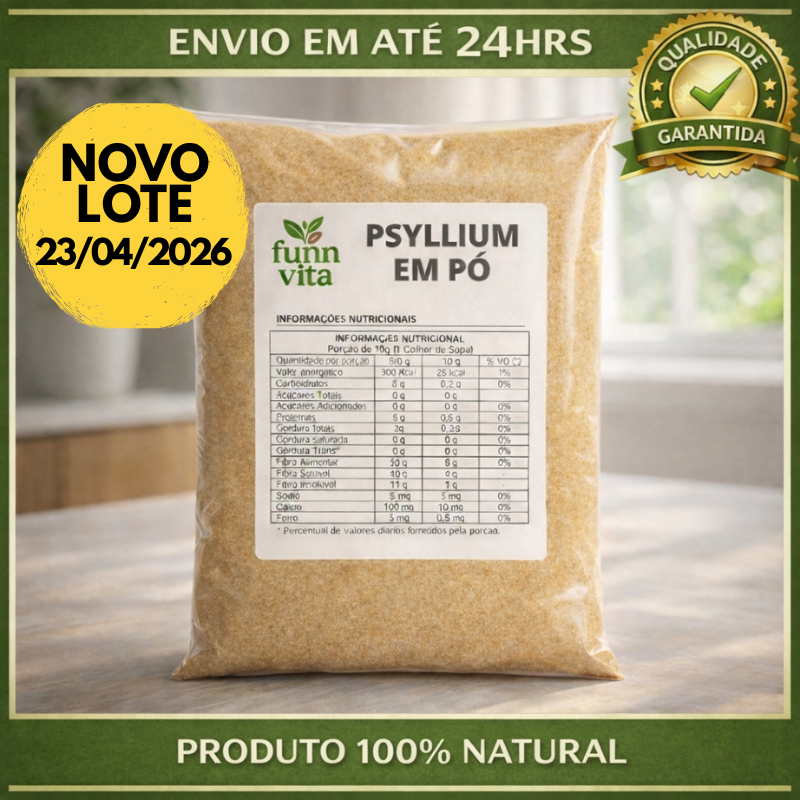 PSYLLIUM EM PÓ 100% NATURAL FIBRAS IMPORTADO - FUNN VITA