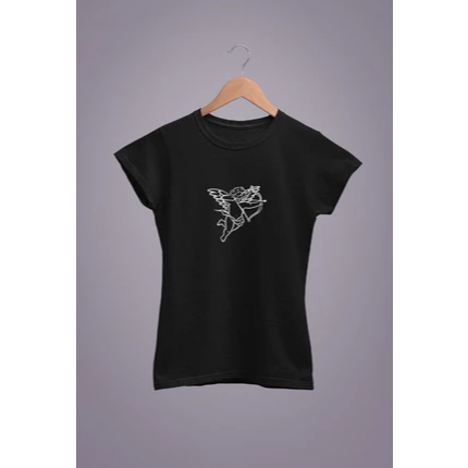 Baby Tee Y2K Feminina- Estampa Cupido e Flecha, Conforto Elástico e Versátil para Primavera/Verão/Outono
