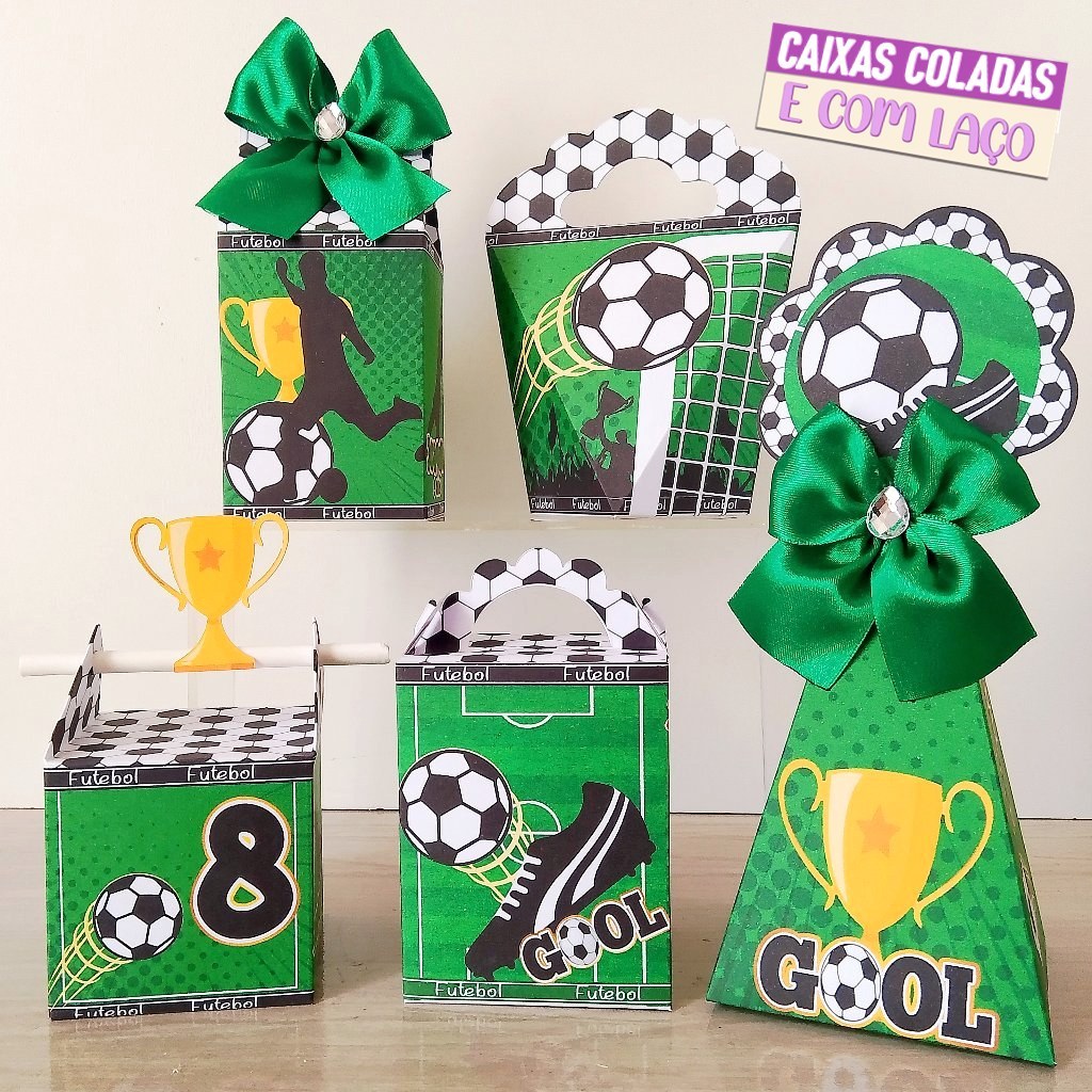 Kit caixinhas Futebol Personalizados -  Lembrancinhas para Festa Infantil - Aniversário Futebol