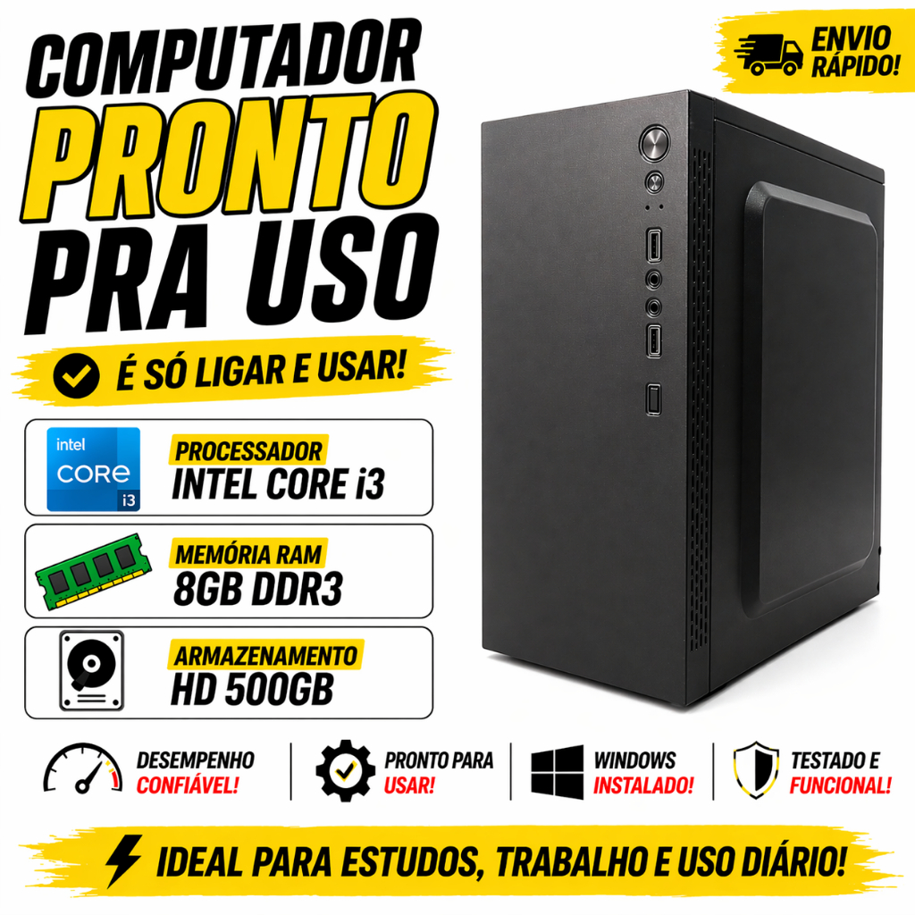 PC Intel Core i3 8GB HD 500GB Windows 10