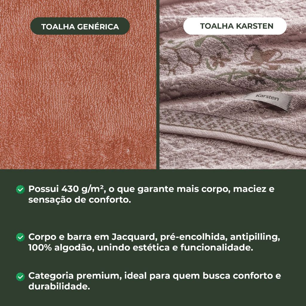 Kit 3 Toalhas De Banho Karsten Yuna Toque Macio 100% Algodão Ótima Absorção Tecnologia Soft Max — imagem 2 de 2