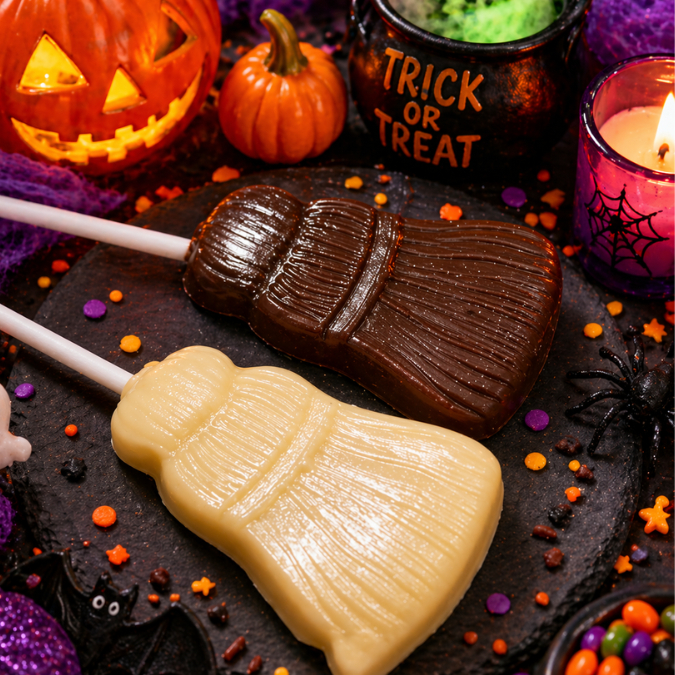 1~10 Forma Simples VASSOURA DIAS DAS BRUXAS HALLOWEEN em Acetato, Para Confeitaria. P427 ( CHOCO) · foto 2