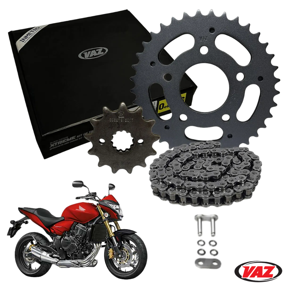 Kit Relação Tração Transmissão Honda CB 600F Hornet 2008 2009 2010 2011 2012 2013 2014 Original VAZ Com Retentor Premium