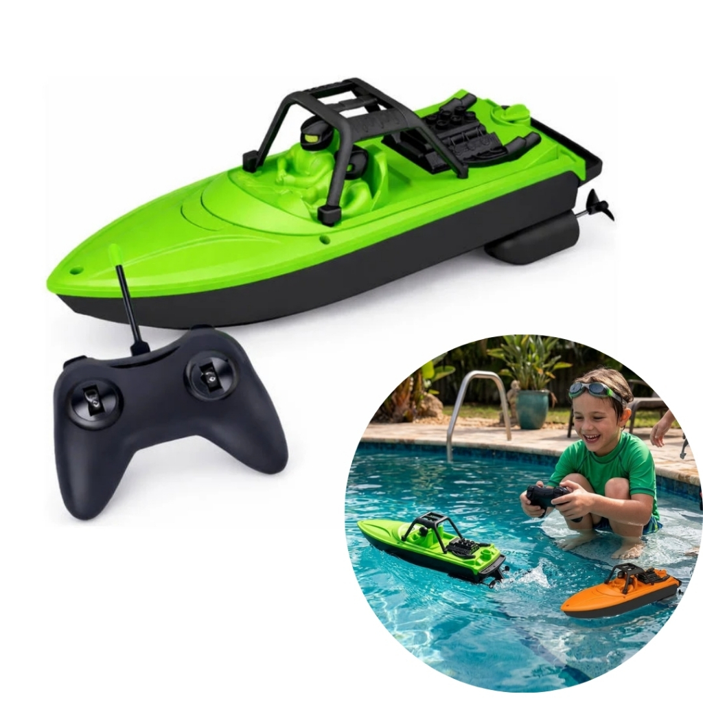 Lancha de Controle Remoto Funciona na Agua Brinquedo de Criança Menino Barco Racing