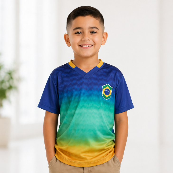 Camisa Infantil Brasil 2026 Casual Copa do Mundo Original