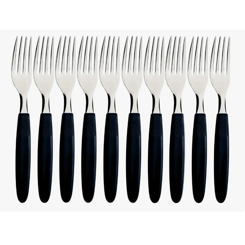 Kit 12 Garfos Tramontina Ipanema Cabo Preto Original Inox Cozinha