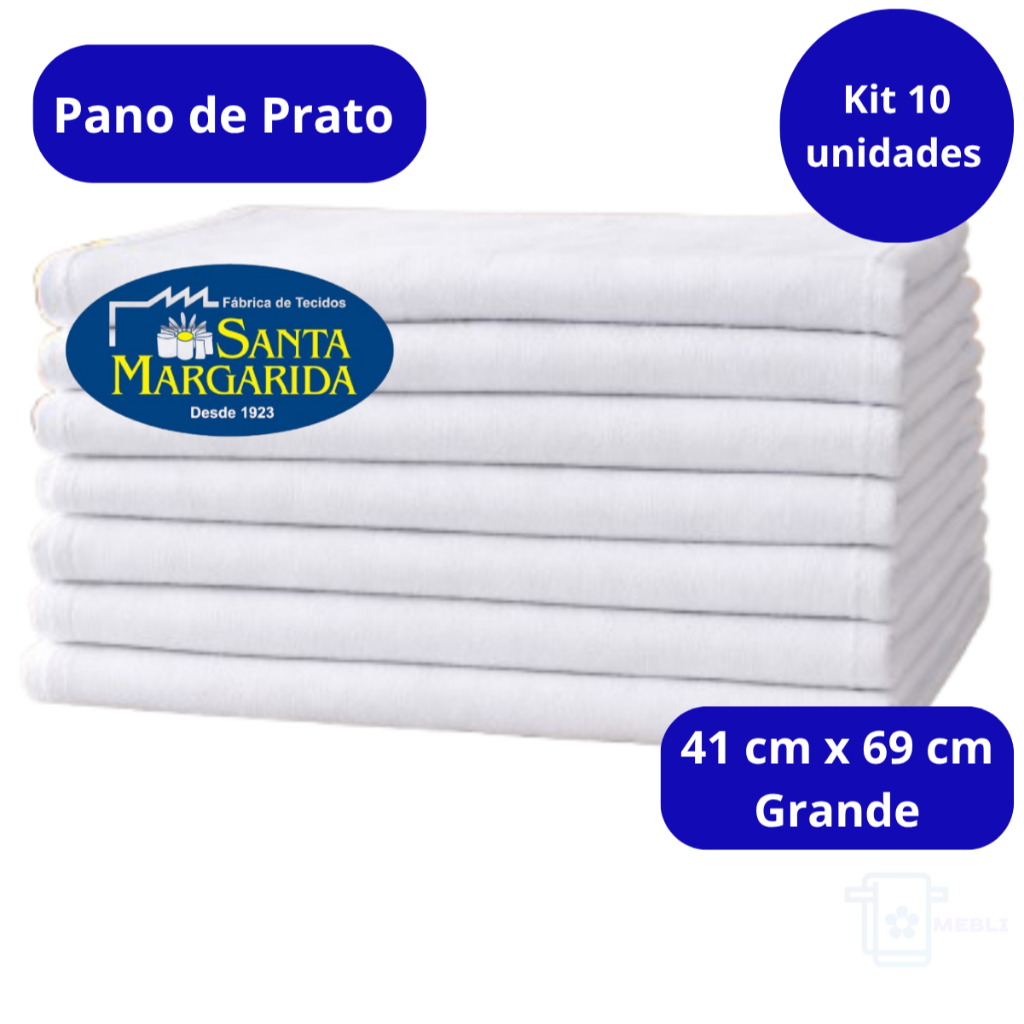 Pano de Prato Santa Margarida Pé de Galinha Grande Grosso Kit 10 Unidades Cozinha Atacado