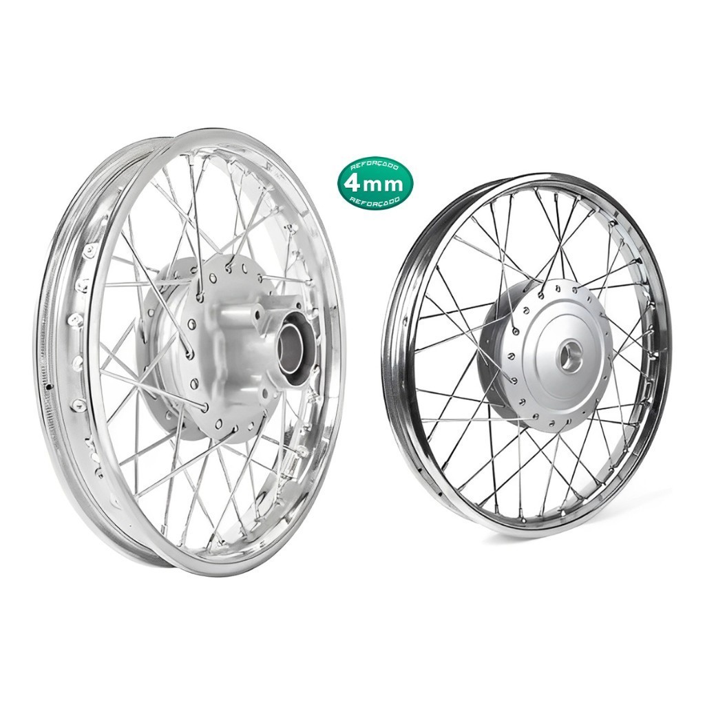 Par Roda Aro Calha Folha Jante Medida 17 Raiada Pop 100 Pop 110 4mm Montada Alinhada