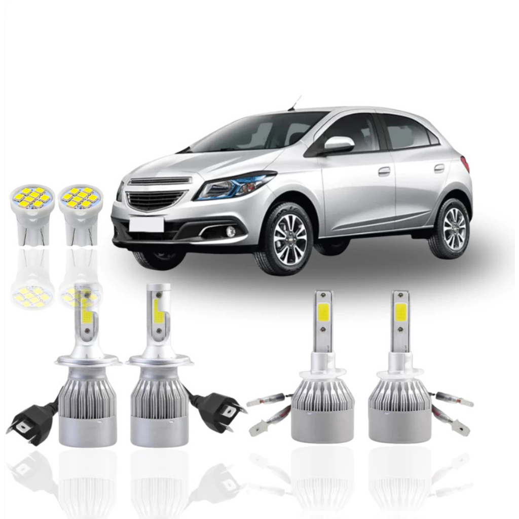 Kit Farol Chevrolet Onix 2012 2013 2014 2015 2016 2017 2018 2019 2020 Lâmpadas SUPER Led H27 H4 + FAROLETE T10 ULTRA LED