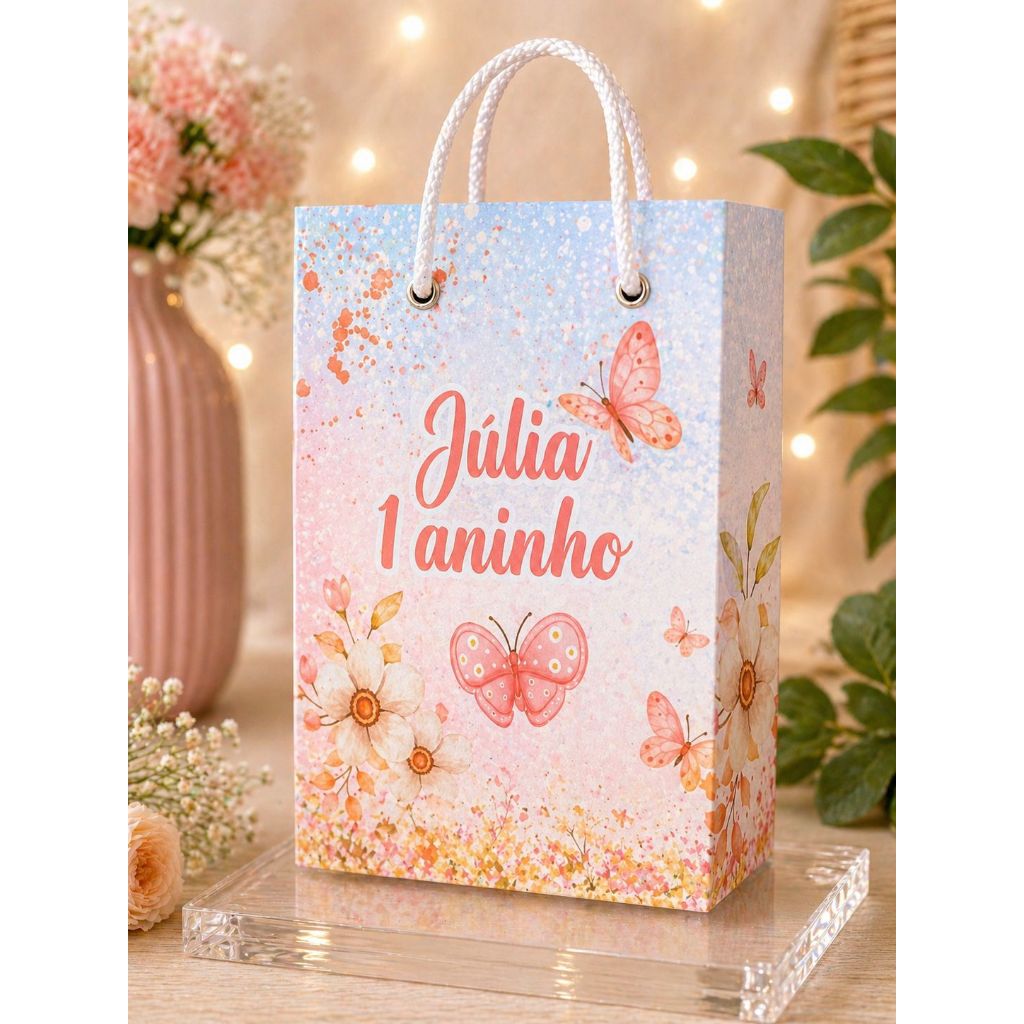 Kit Festa Sacolinhas Personalizadas - Jardim das borboletas encantado decoração