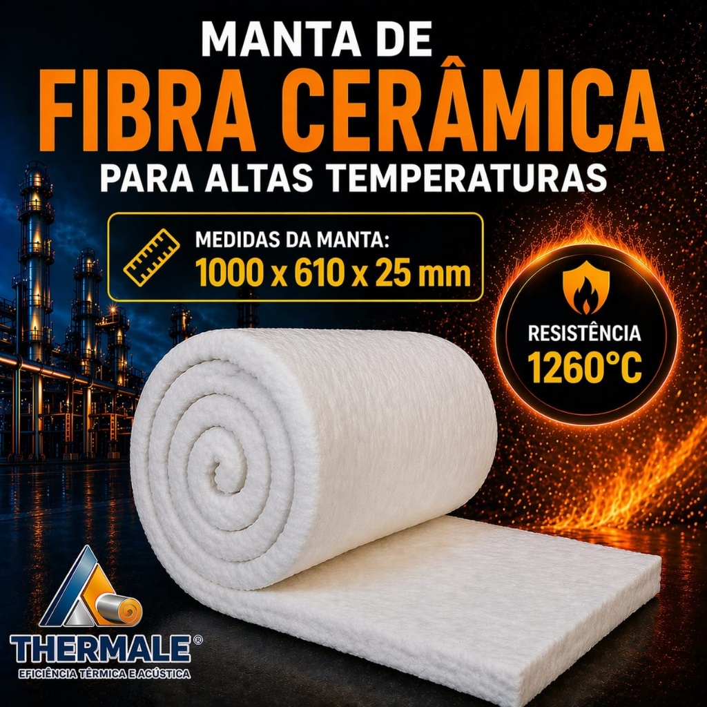 Fibra Cerâmica 61x100cm - Altas temperaturas - 1260ºc resistência - Forja.