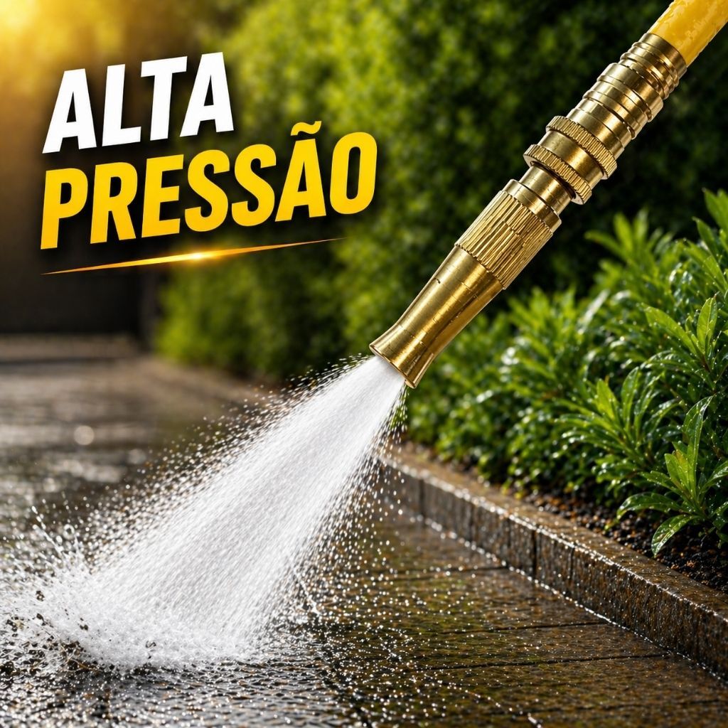 Bico Esguicho Mangueira universal Alta Pressão Jato Forte Alumínio Anti Vazamento Lavar Carro Jardim