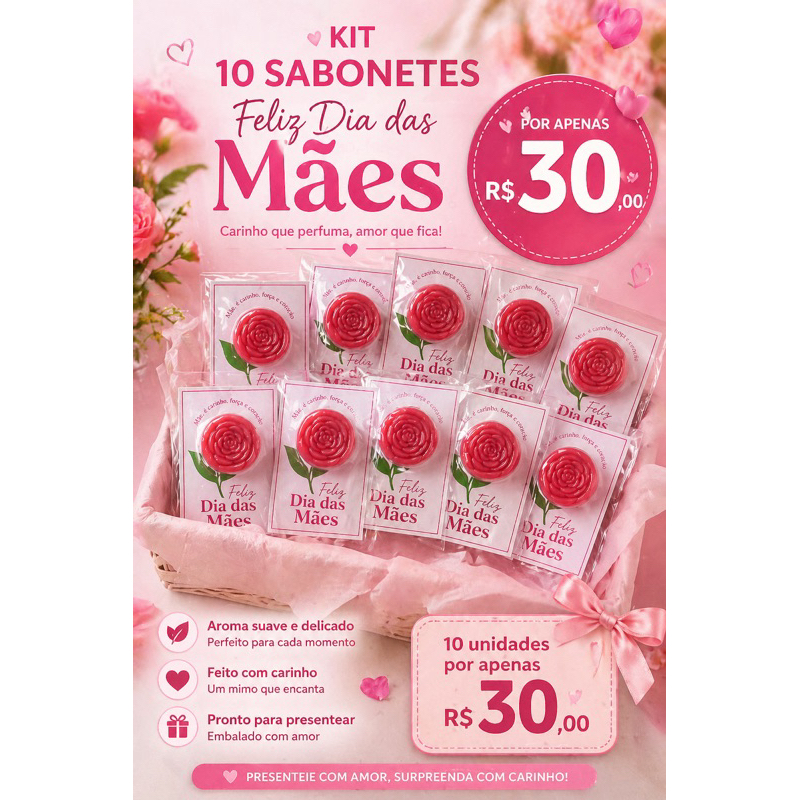 dias das mãe kit mini sabonete com Tag frases mãe e carinho força e amor feliz dias das mãe kit 10 unidades