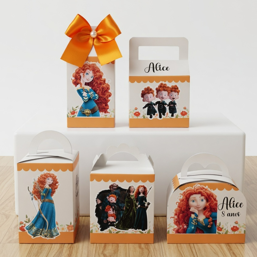 Kit Caixas Princesa Valente Personalizada/ Lembrancinha de Festa /Aniversário