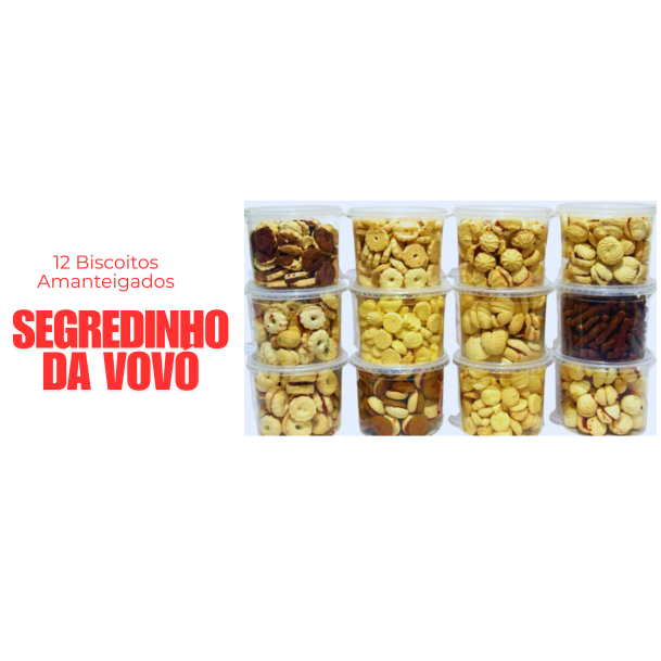 12 Potes de Biscoito amanteigados Mineiro - 400g