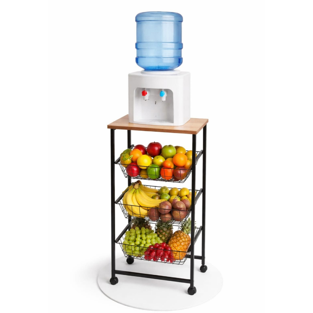 Fruteira De Chão Cozinha Em Aço Com Rodinha