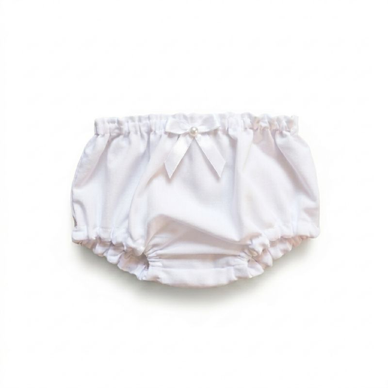 Calcinha Tapa Fralda Infantil Enxoval Premium Bebe Menina 100% Algodão Confortável Branca Batizado Cores Variadas Verão