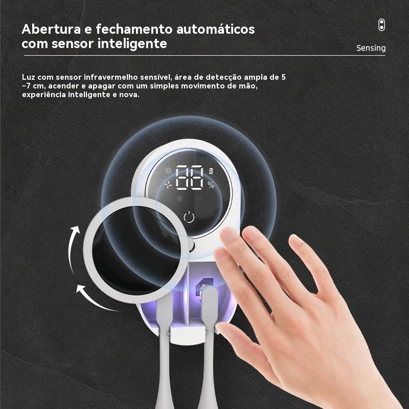 Caixa De Desinfecção De Escova De Dentes Com UV-C , Circulação Automática Inteligente E Indução