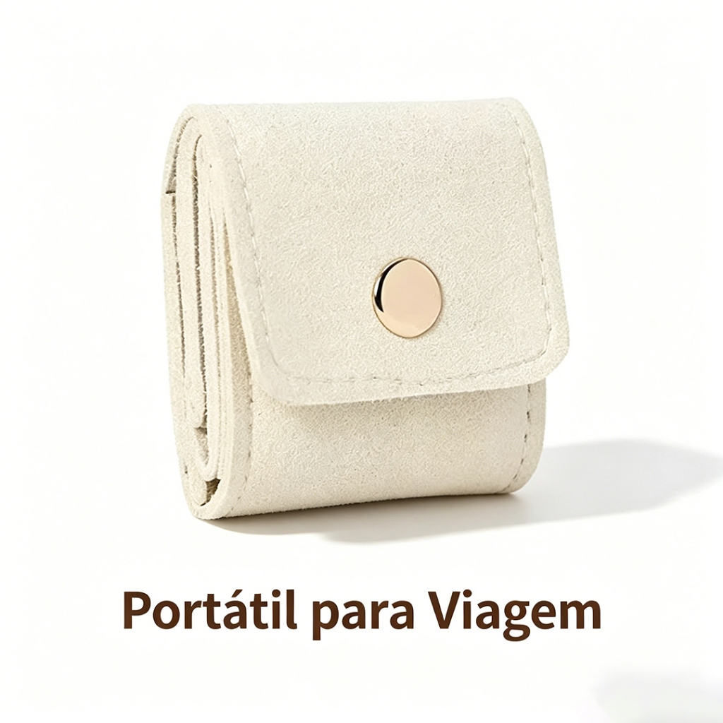 Carteira Portátil para Joias, Estojo de Couro para Anéis e Brincos, Ideal para Viagem e Organização