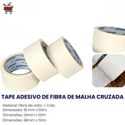Kit 5 Fitas Crepe 50m Pintura Multiuso 18/24/48mm Sem Resíduos Luatek