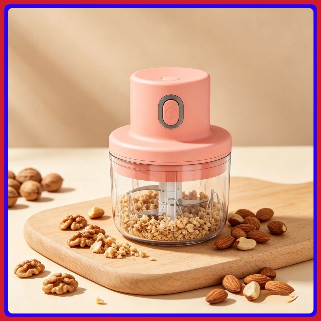 Picador de Alho Elétrico Sem Fio 250ml USB Recarregável Triturador Mini Processador de Alimentos