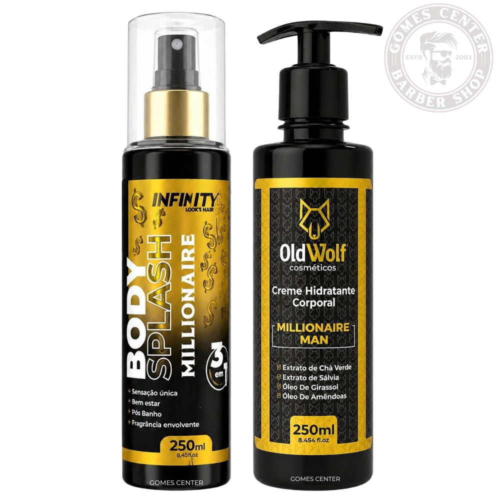 Kit Creme Corporal + Body Splash Millionaire Infinity - Pós Banho Fragrância Envolvente Óleo Girassol