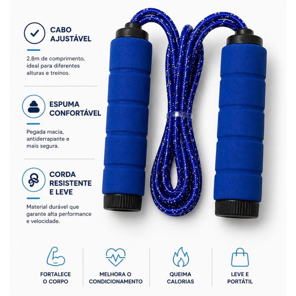 Corda de Pular Profissional Ajustável 3M para Exercícios