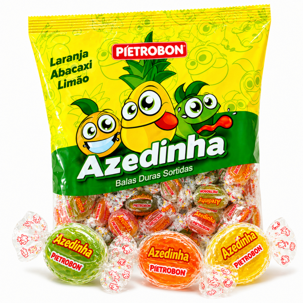 Pacote de Bala Azedinha Pietrobon - Limão Abacaxi Laranja Frutas - balas Azedas - 250g / 600g / 1800g - Doces azedos