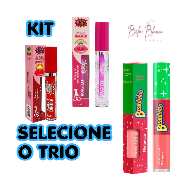 Combo Lábios de Melancia: Gloss Beautyloo + Lip Gloss Mágico e Esquentadinho Super Poderes para Brilho, Volume e Cor